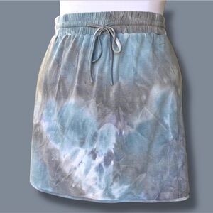 Johnny Was Calme Rain Blue Tie Dye Commuter Skirt, XL, New with Tags, Pockets